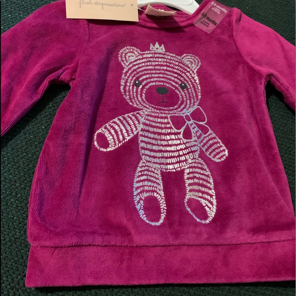 Baby girls cute purple bear sweater
